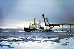 Ice breaker John A Macdonald at Nanisivik mid 1980’s. Photograph Courtesy of Captain Todd Gilmore